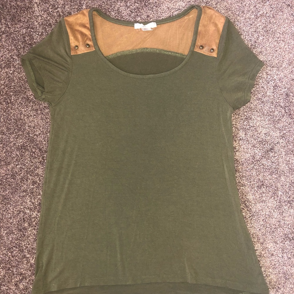 Suede studded tee